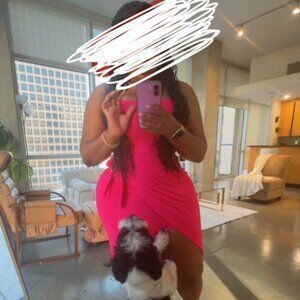 See You Monday Los Angeles Pink Wrap Midi Dress Size Large